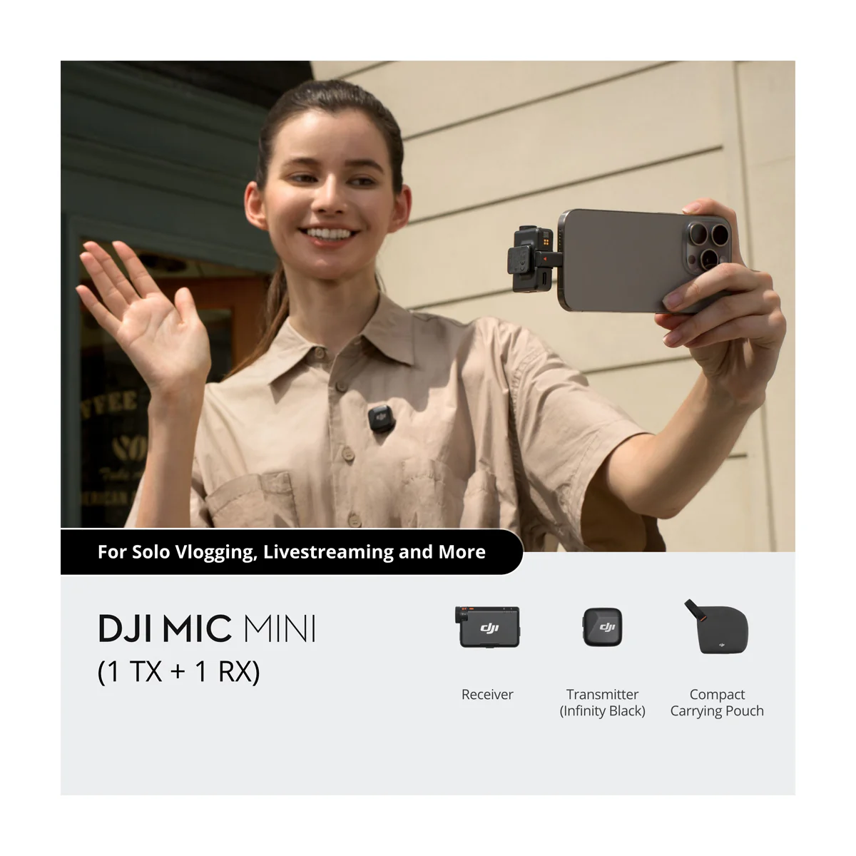 DJI Mic Mini Micrófono Inalámbrico | 1 Transmisor | 1 Receptor | Para Cámaras Profesionales, Smartphones, Tablets y Computadoras | Negro - Imagen 6