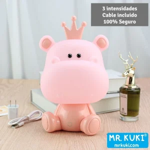 Luz nocturna hipopotamo LED 3W Rosa